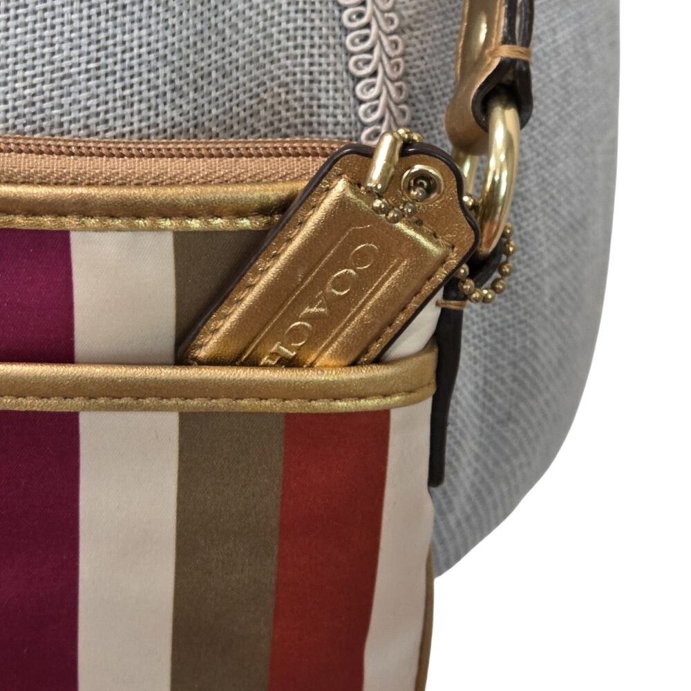 Coach Legacy Stripe Swingpack Crossbody Multicolor Satin Gold Trim Y2K Rare - Picture 5 of 13